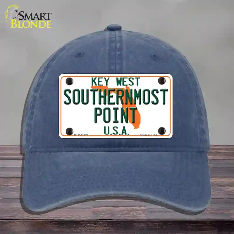 HAT11-MLP-11526 Key West Southernmost Point Novelty License Plate Hat, Unconstructed Cotton - Navy