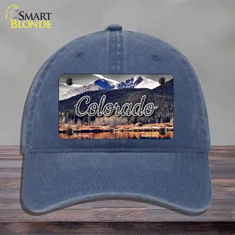 HAT11-MLP-11589 Colorado Forest & Mountains State Novelty License Plate Hat, Unconstructed Cotton - Navy
