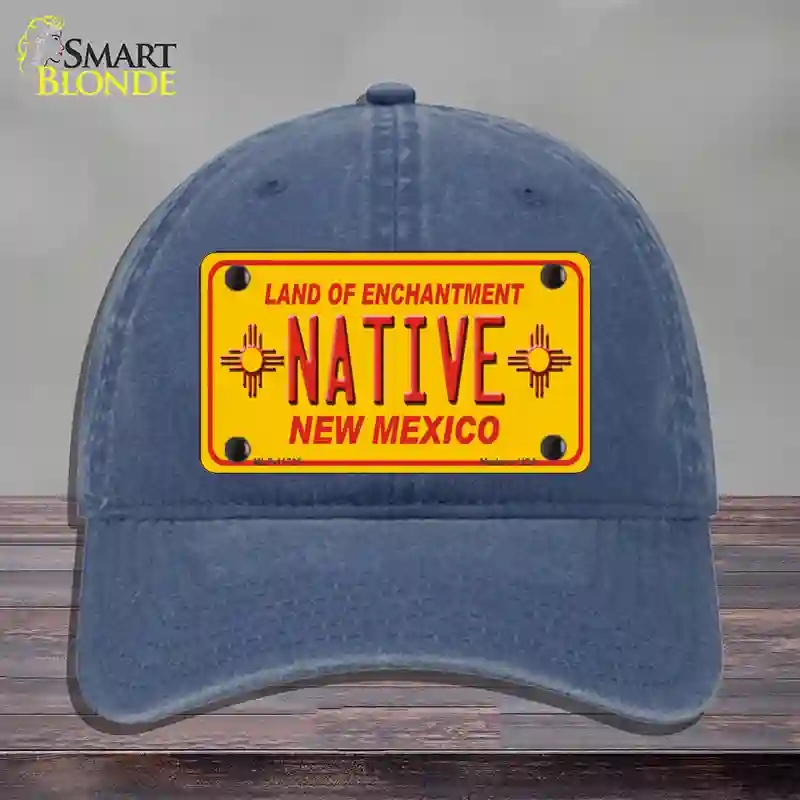 HAT11-MLP-11735 Native   Mexico Yellow State Novelty License Plate Hat, Unconstructed Cotton - Navy