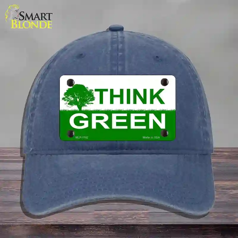 HAT11-MLP-1192 Think Green Novelty License Plate Hat, Unconstructed Cotton - Navy
