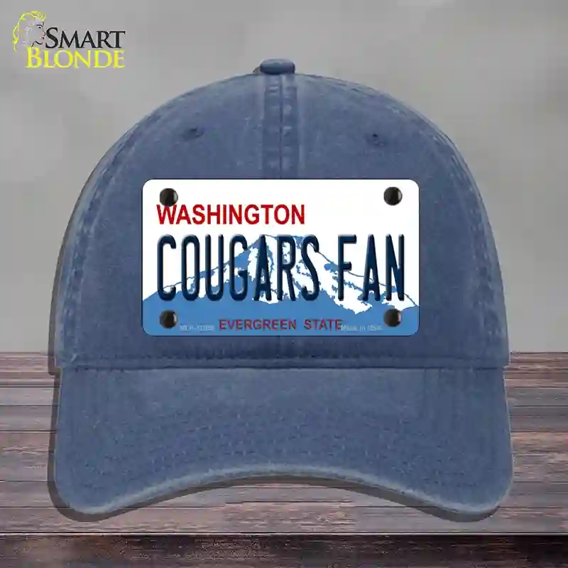 HAT11-MLP-12058 Washington Cougars Fan Novelty License Plate Hat, Unconstructed Cotton - Navy