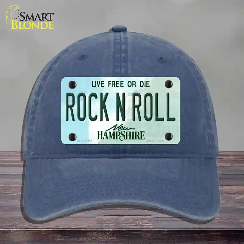HAT11-MLP-12167 Rock N Roll   Hampshire Novelty License Plate Hat, Unconstructed Cotton - Navy