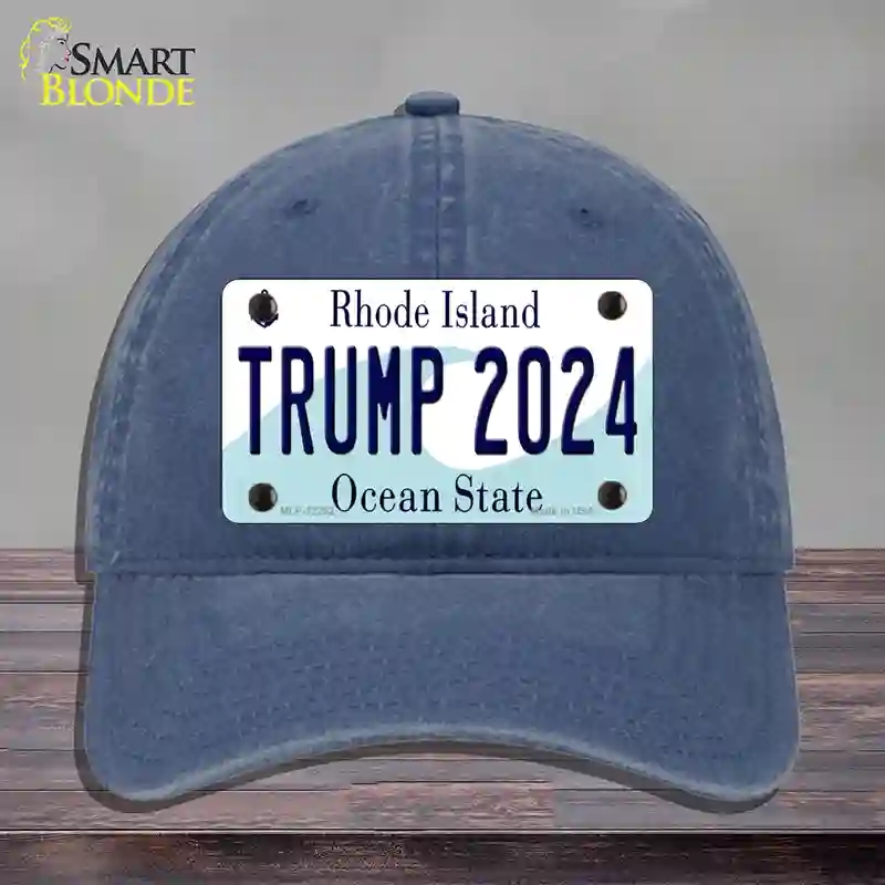 HAT11-MLP-12252 Trump 2024 Rhode Island Novelty License Plate Hat, Unconstructed Cotton - Navy
