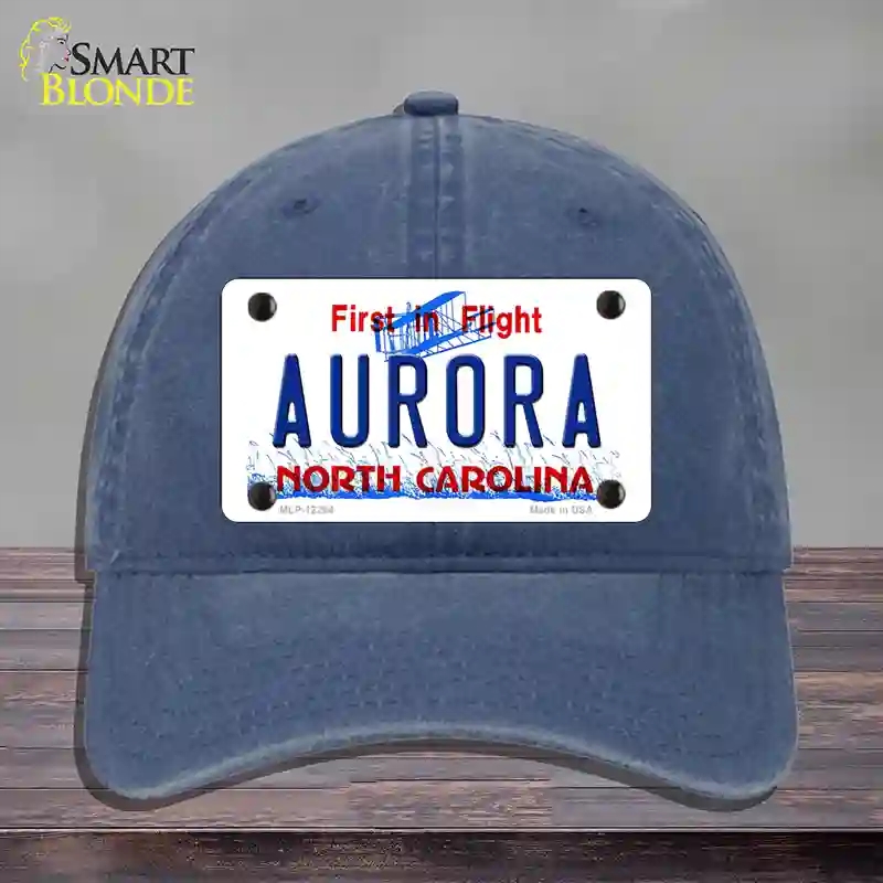 HAT11-MLP-12294 North Carolina Aurora Novelty License Plate Hat, Unconstructed Cotton - Navy