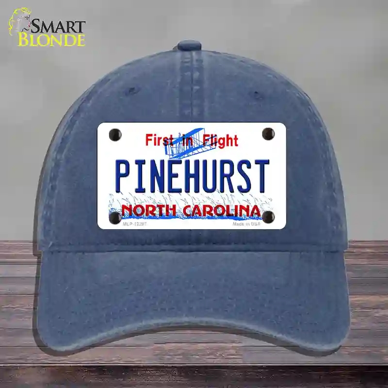 HAT11-MLP-12297 North Carolina Pinehurst Novelty License Plate Hat, Unconstructed Cotton - Navy