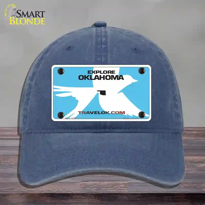 HAT11-MLP-12307 Oklahoma Travel Blank Novelty License Plate Hat, Unconstructed Cotton - Navy