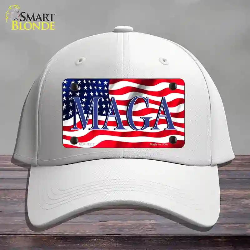 HAT21-MLP-12212 MAGA Flag Novelty License Plate Hat, Cotton - White