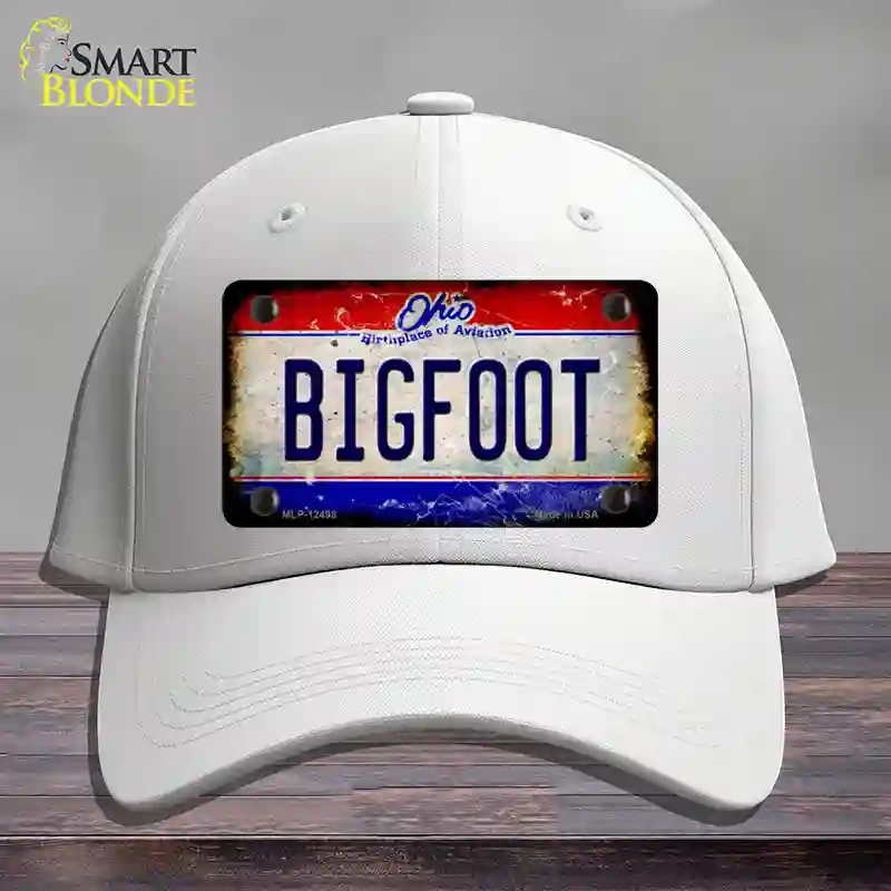 HAT21-MLP-12498 Bigfoot Ohio Novelty License Plate Hat, Cotton - White