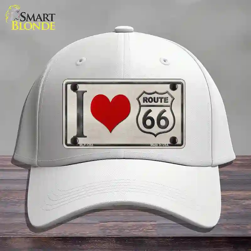 HAT21-MLP-1253 I Love Route 66 Novelty License Plate Hat, Cotton - White