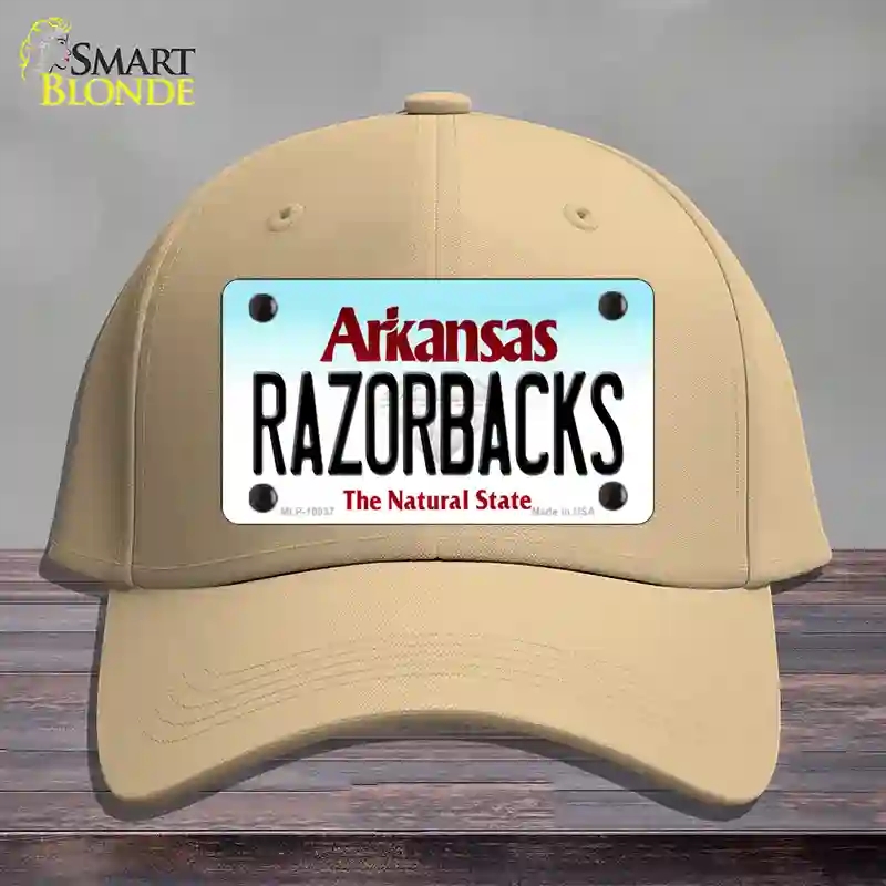 HAT22-MLP-10037 Razorbacks Arkansas Novelty License Plate Hat, Cotton - Khaki