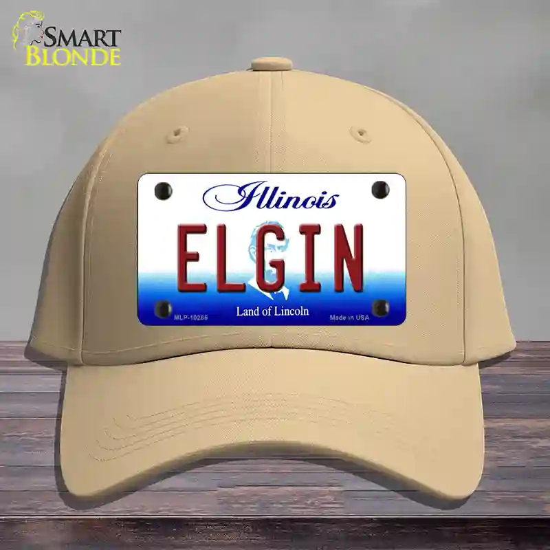 HAT22-MLP-10285 Elgin Illinois Novelty License Plate Hat, Cotton - Khaki