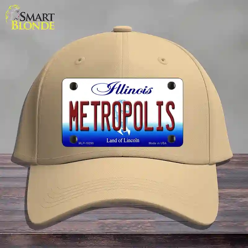 HAT22-MLP-10290 Metropolis Illinois Novelty License Plate Hat, Cotton - Khaki