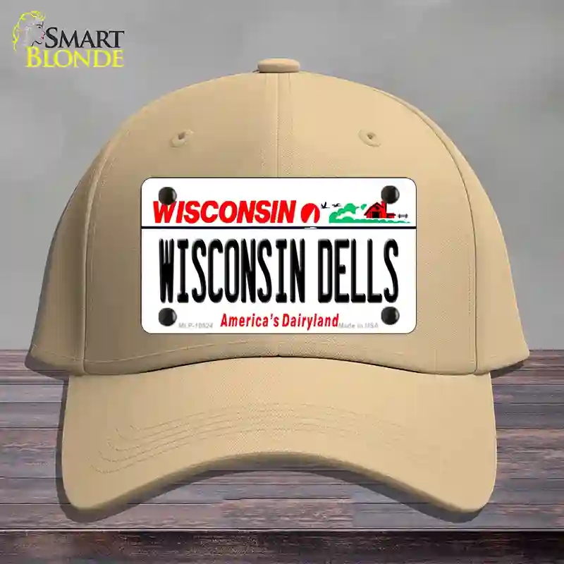 HAT22-MLP-10624 Wisconsin Dells Novelty License Plate Hat, Cotton - Khaki