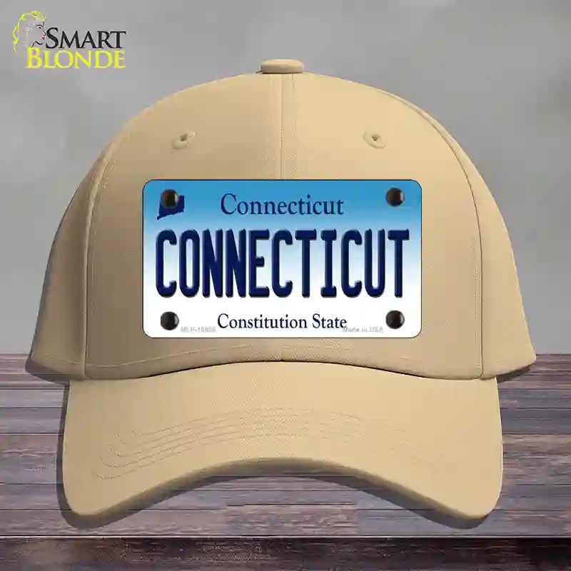 HAT22-MLP-10888 Connecticut State Novelty License Plate Hat, Cotton - Khaki