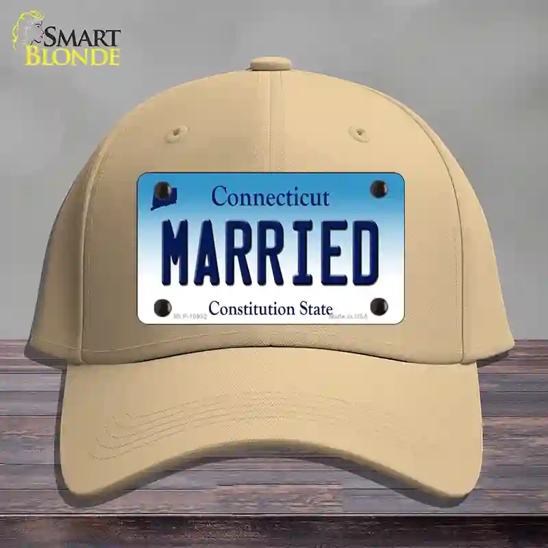 HAT22-MLP-10932 Married Connecticut Novelty License Plate Hat, Cotton - Khaki