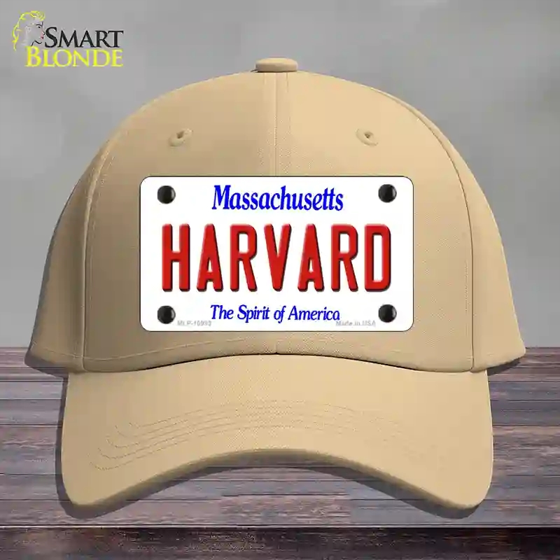 HAT22-MLP-10993 Harvard Massachusetts Novelty License Plate Hat, Cotton - Khaki