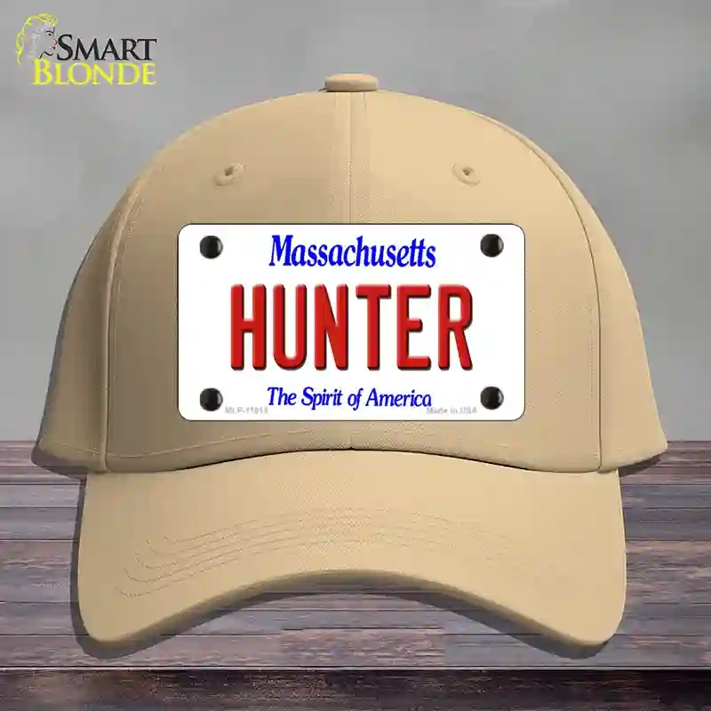 HAT22-MLP-11013 Hunter Massachusetts Novelty License Plate Hat, Cotton - Khaki