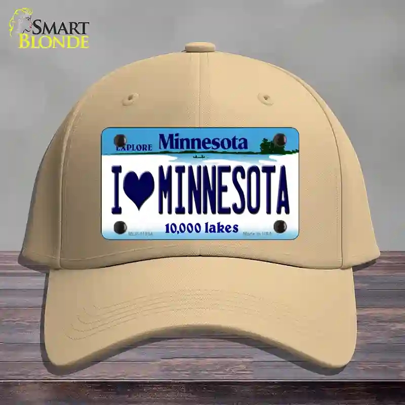 HAT22-MLP-11034 I Love Minnesota Novelty License Plate Hat, Cotton - Khaki