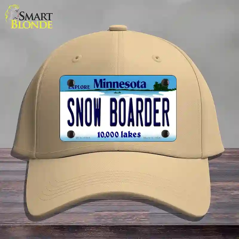 HAT22-MLP-11083 Snow Boarder Minnesota State Novelty License Plate Hat, Cotton - Khaki