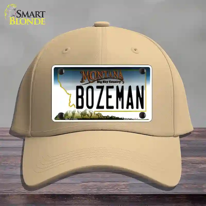 HAT22-MLP-11092 Bozeman Montana State Novelty License Plate Hat, Cotton - Khaki