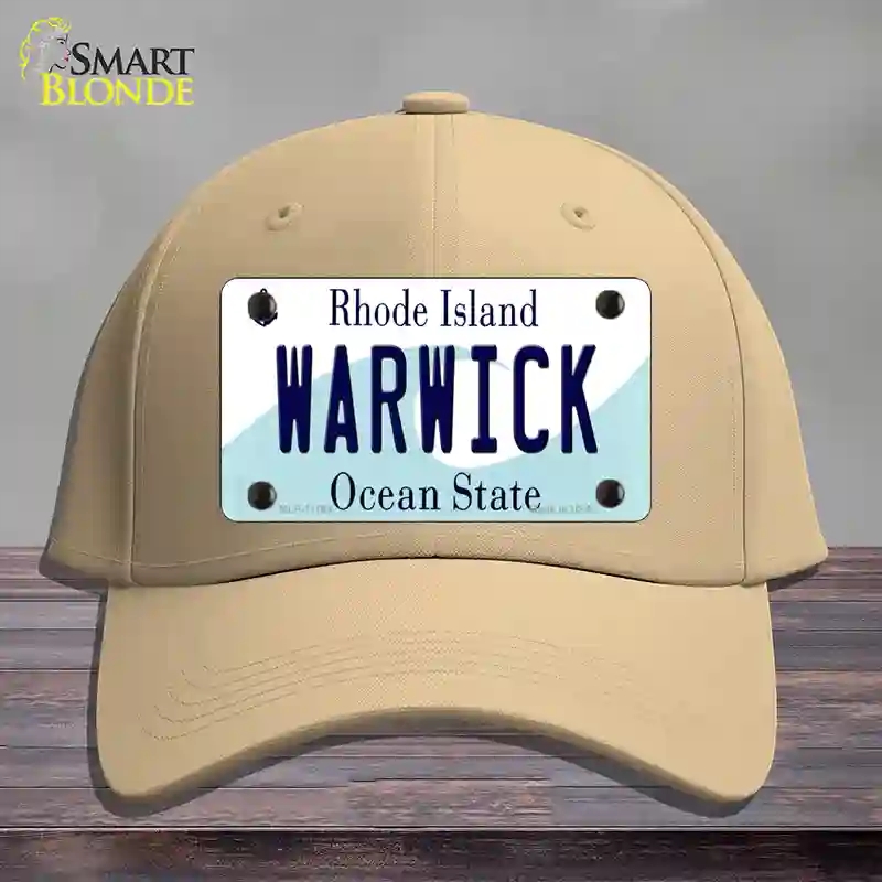 HAT22-MLP-11184 Warwick Rhode Island State Novelty License Plate Hat, Cotton - Khaki