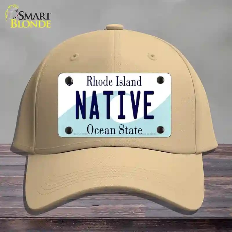 HAT22-MLP-11214 Native Rhode Island State Novelty License Plate Hat, Cotton - Khaki