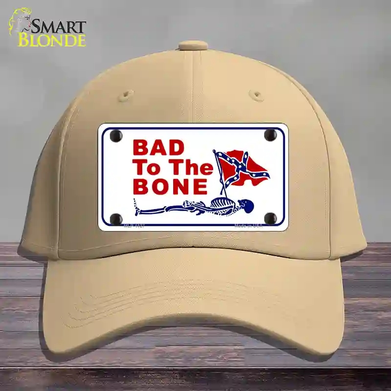 HAT22-MLP-1127 Bad to the Bone Novelty License Plate Hat, Cotton - Khaki