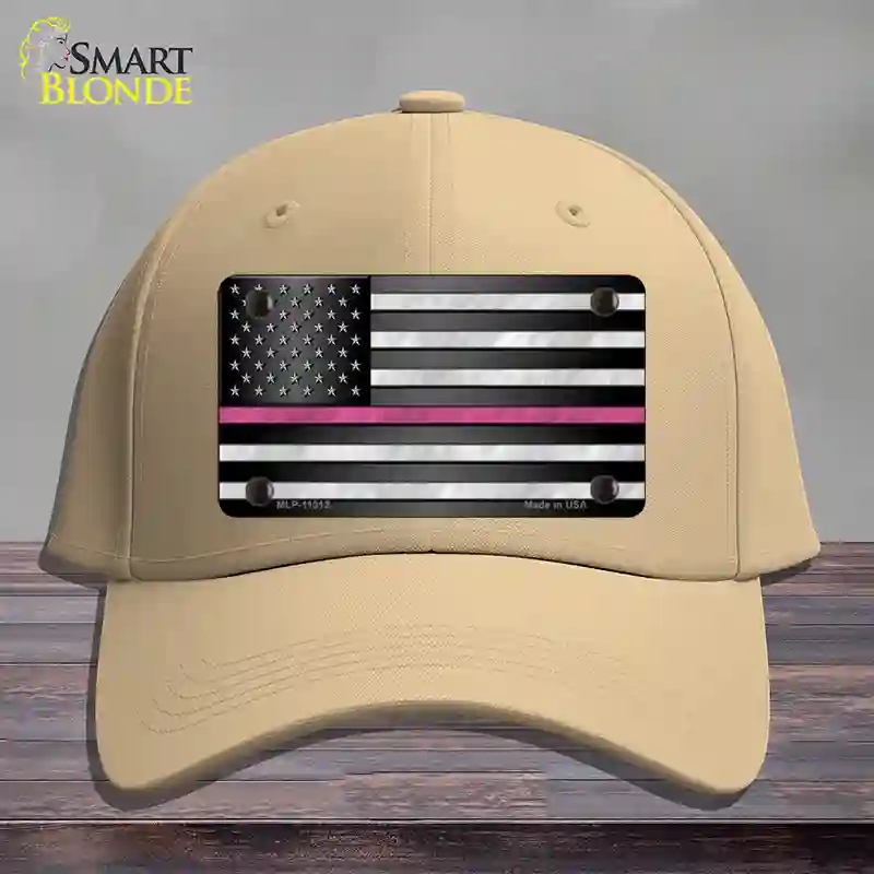 HAT22-MLP-11312 Thin Pink Line Novelty License Plate Hat, Cotton - Khaki