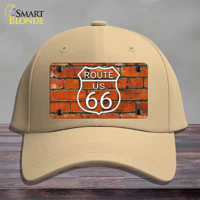 HAT22-MLP-11461 Route 66 Orange Brick Wall Novelty License Plate Hat, Cotton - Khaki