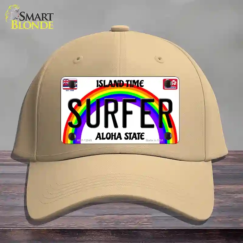 HAT22-MLP-12549 Surfer Hawaii Novelty License Plate Hat, Cotton - Khaki