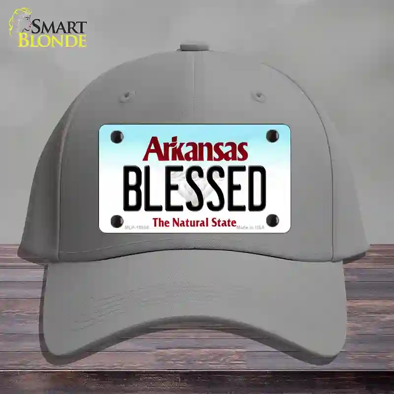 HAT23-MLP-10056 Blessed Arkansas Novelty License Plate Hat, Cotton - Gray