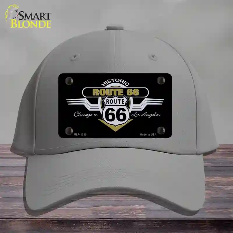 HAT23-MLP-1030 Route 66 Shield Wings Novelty License Plate Hat, Cotton - Gray
