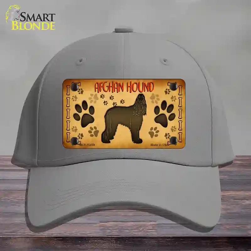 HAT23-MLP-10429 Afghan Hound Novelty License Plate Hat, Cotton - Gray