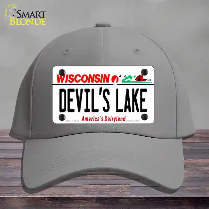 HAT23-MLP-10625 Devils Lake Wisconsin Novelty License Plate Hat, Cotton - Gray