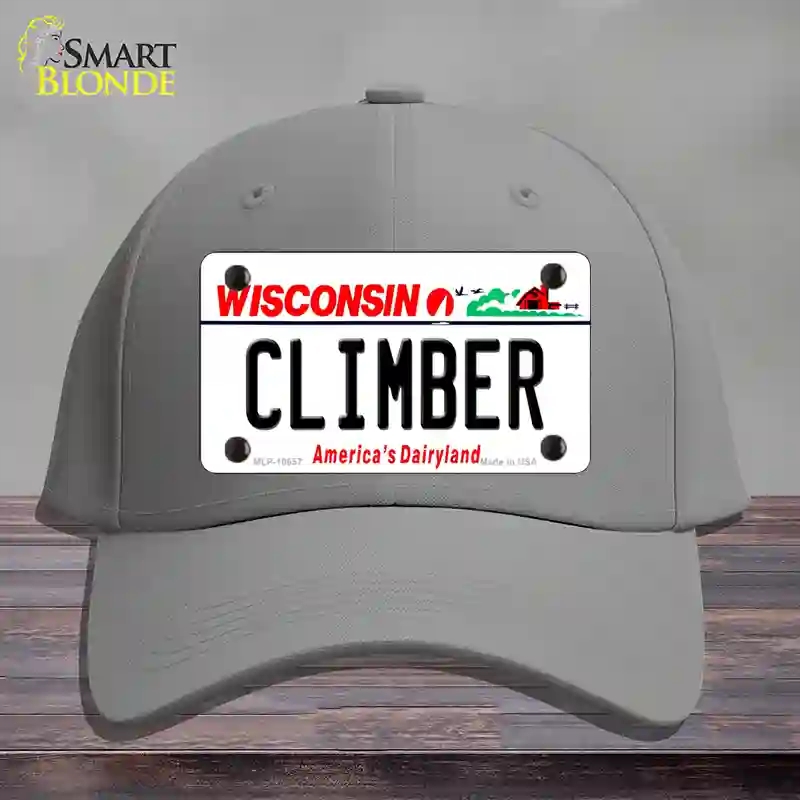 HAT23-MLP-10657 Climber Wisconsin Novelty License Plate Hat, Cotton - Gray