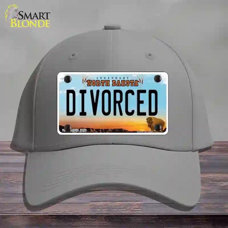 HAT23-MLP-10741 Divorced North Dakota Novelty License Plate Hat, Cotton - Gray