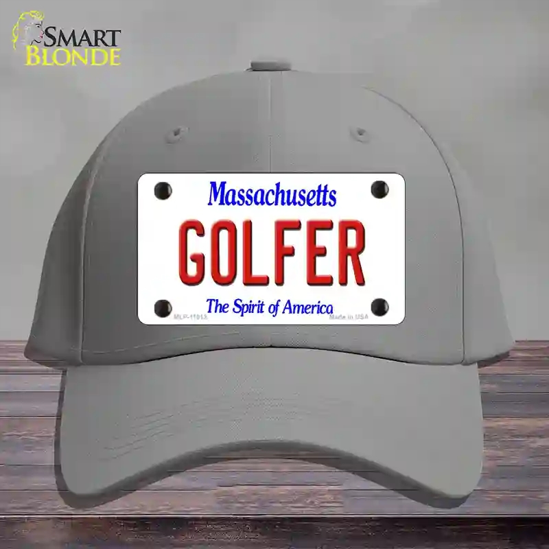 HAT23-MLP-11012 Golfer Massachusetts Novelty License Plate Hat, Cotton - Gray
