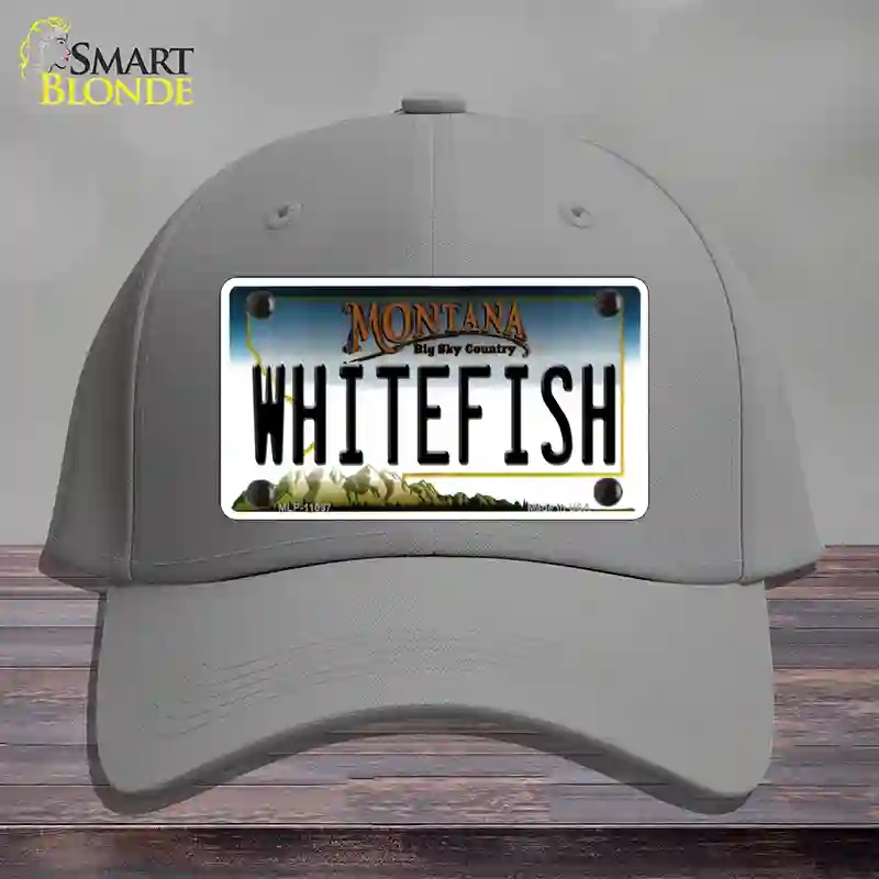 HAT23-MLP-11097 Whitefish Montana State Novelty License Plate Hat, Cotton - Gray
