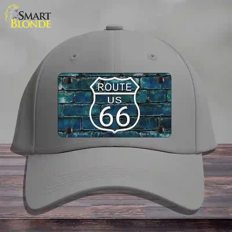 HAT23-MLP-11456 Route 66 Blue Brick Wall Novelty License Plate Hat, Cotton - Gray