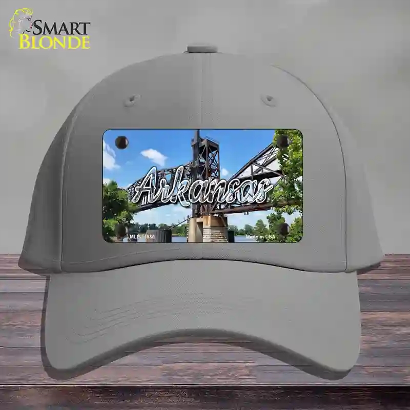 HAT23-MLP-11586 Arkansas Rusty Bridge State Novelty License Plate Hat, Cotton - Gray