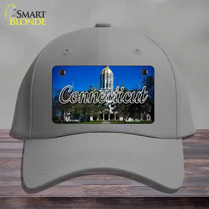HAT23-MLP-11590 Connecticut Capital Building State Novelty License Plate Hat, Cotton - Gray