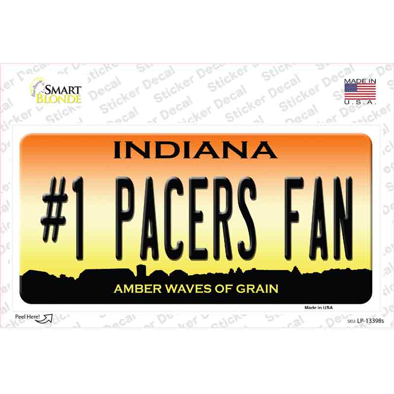 LP-13398s-M Number 1 Pacers Fan Novelty Sticker Decal, Medium