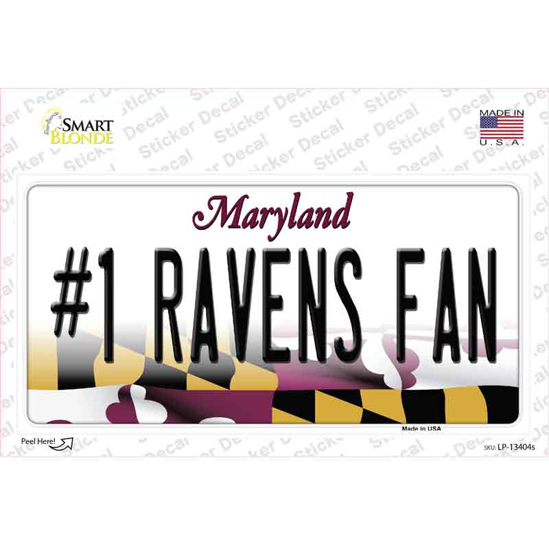 LP-13404s-M Number 1 Ravens Fan Novelty Sticker Decal, Medium