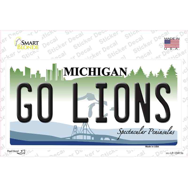 LP-13415s-M Go Lions Novelty Sticker Decal, Medium