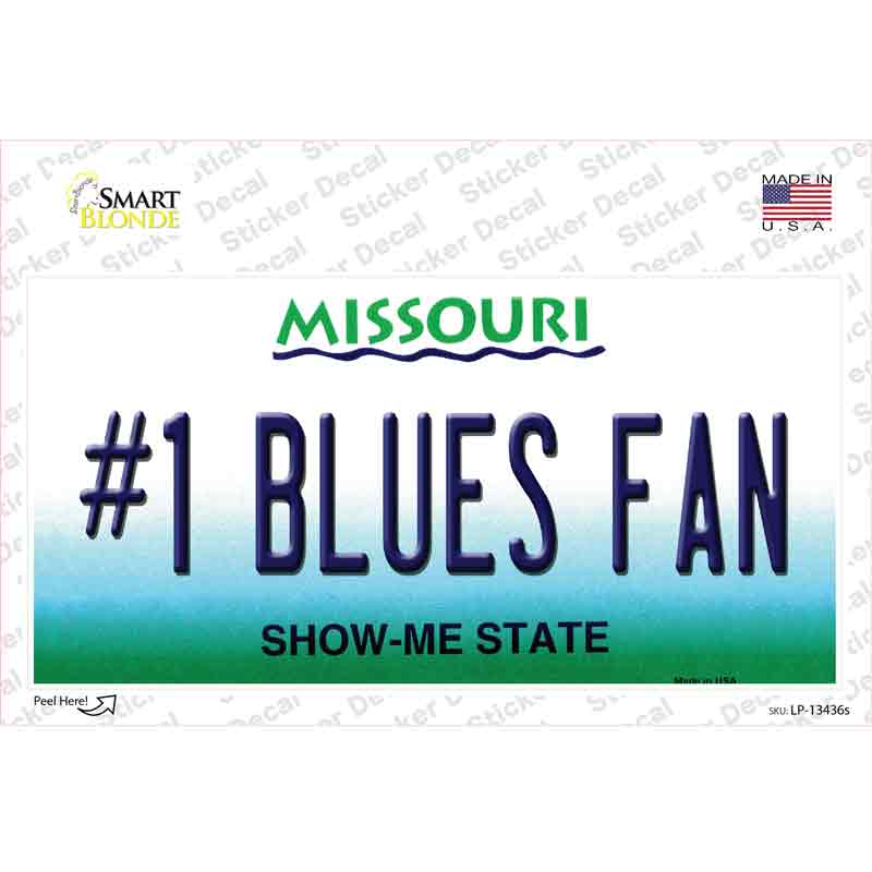 LP-13436s-M Number 1 Blues Fan Novelty Sticker Decal, Medium