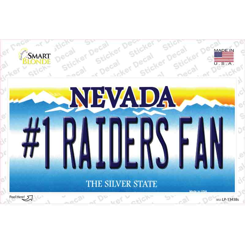 LP-13438s-M Number 1 Raiders Fan Novelty Sticker Decal, Medium