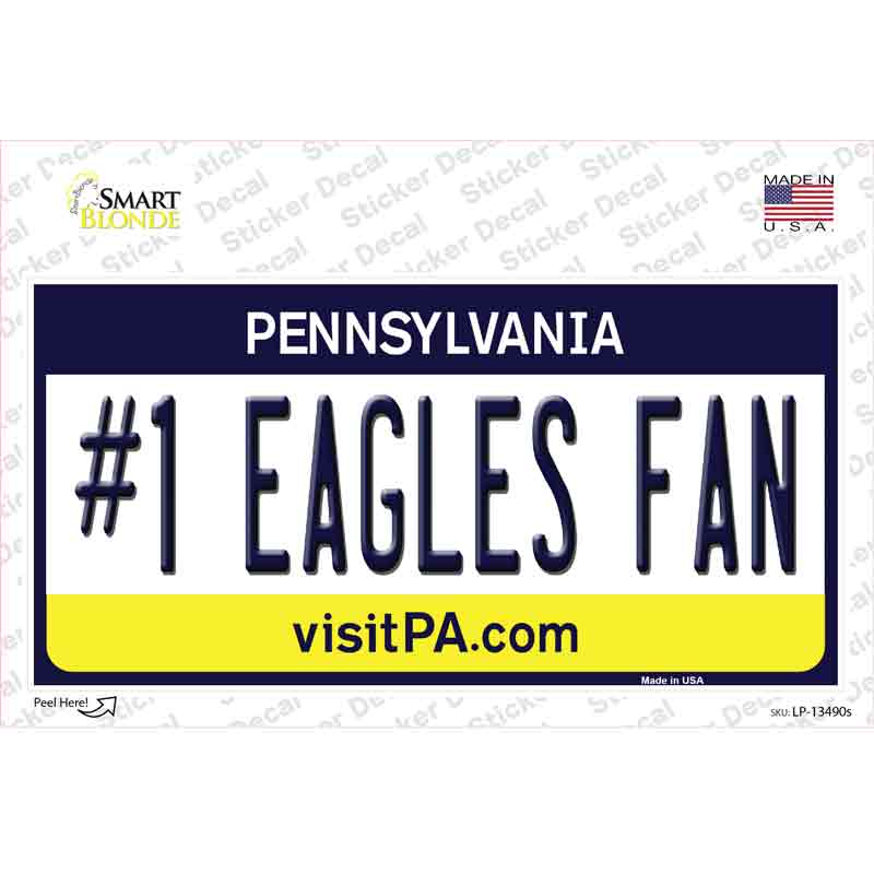 LP-13490s-M Number 1 Eagles Fan Novelty Sticker Decal, Medium