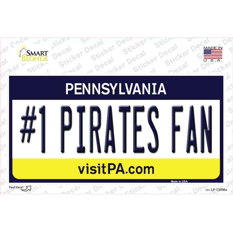 LP-13496s-M Number 1 Pirates Fan Novelty Sticker Decal, Medium