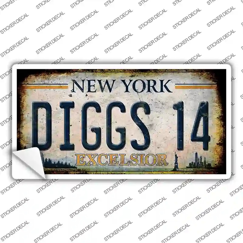 LP-13832s-L Diggs 14 Excelsior   York Rusty Novelty Sticker Decal, Large