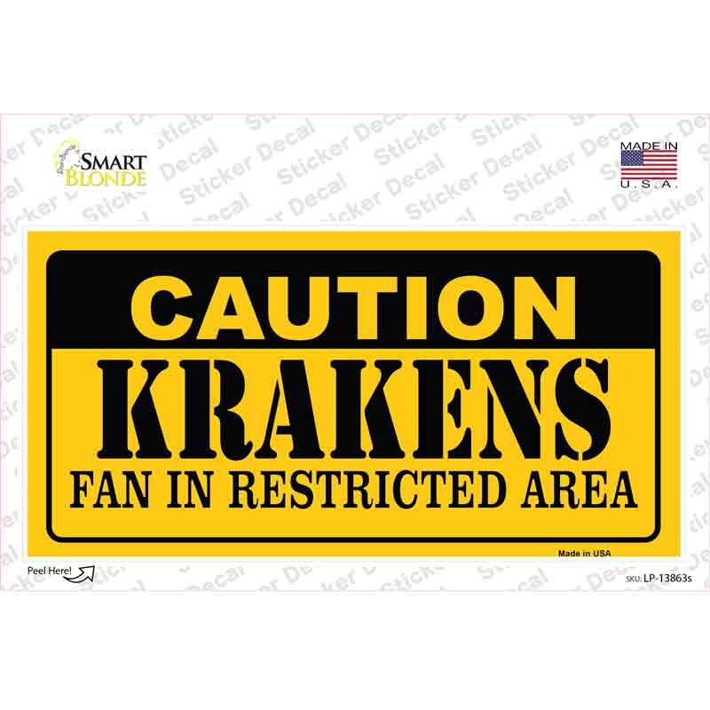 LP-13863s-M Caution Krakens Novelty Sticker Decal, Medium
